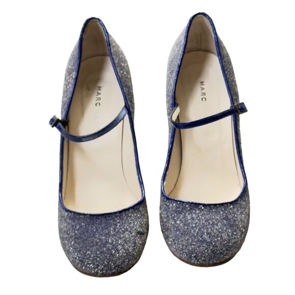 MARC JACOBS Sparkling Blue Mary Jane Patent Leather Stilettos Heels Size 8 - Picture 12 of 12